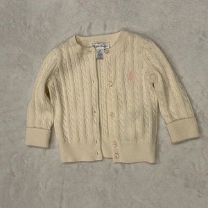 Ralph Lauren cream cable knit baby cardigan 6M